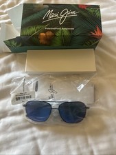 Maui Jim Mano B877-03 Dark Navy With Silver Stripe Frame / Blue Hawaii Lens