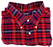 Roundtree Yorke Shirt Big & Tall Long Sleeve Mens 3XT Pocket Red Plaid Cotton