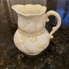 Belleek Irish Porcelain Yellow Bow Mini Pitcher Creamer