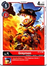 Greymon Uncommon Starter Deck 01: Gaia Red ST1-07 U NM