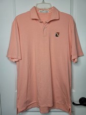 Holderness Bourne Polo Mens L Hunter Shirt Amaretto White Orange Micro Stripe