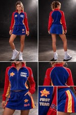 First Team Raw Blue Velour Tracksuit Set Y2K Korea New York Terry Cloth M