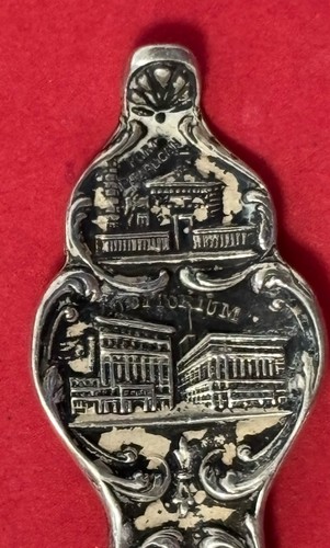 Cucchiaio souvenir New County Building Chicago IL argento sterling 14 g 5,25" - Foto 7 di 9