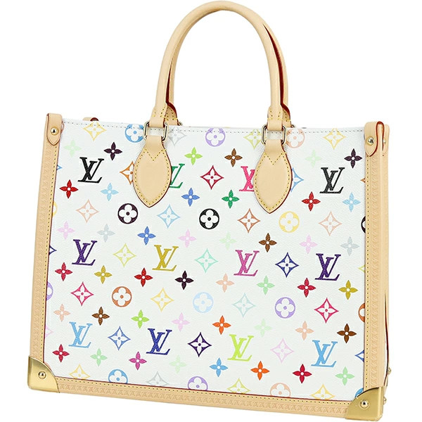 Louis Vuitton Monogram Multicolor M13079 Tote Canvas White Gold Beige #ACB948 image 2