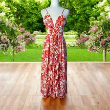 Shein Vacay Floral Ruffle Split Thigh Maxi Dress - XS