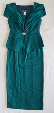 Alex Evenings 2 Piece Maxi Formal Cocktail Dress Size 8 Green Lined Polyester