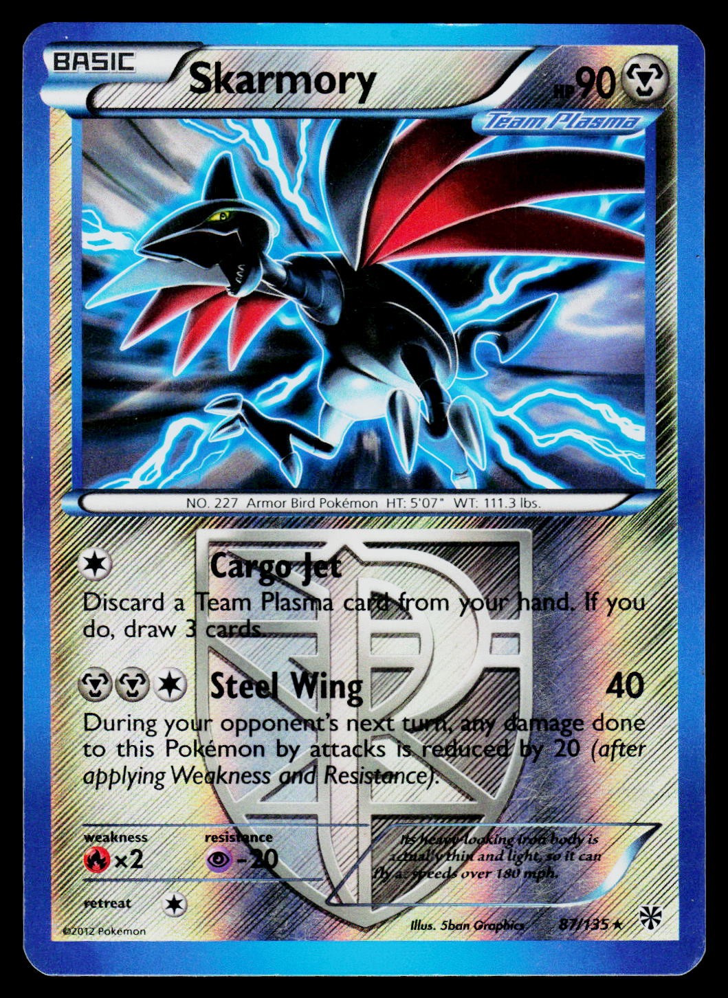 Plasma Storm Skarmory (Team Plasma) 87/135 Reverse Holo LP