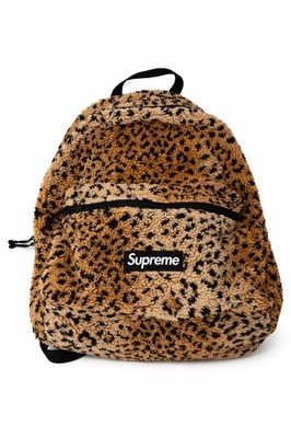 FW17 Supreme Leopard Fleece Backpack Bag Yellow | eBay