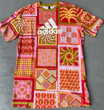 Adidas x Farm Rio Womens Dress Semi Pink Glow Graphic Loose Fit Short Sleeve M