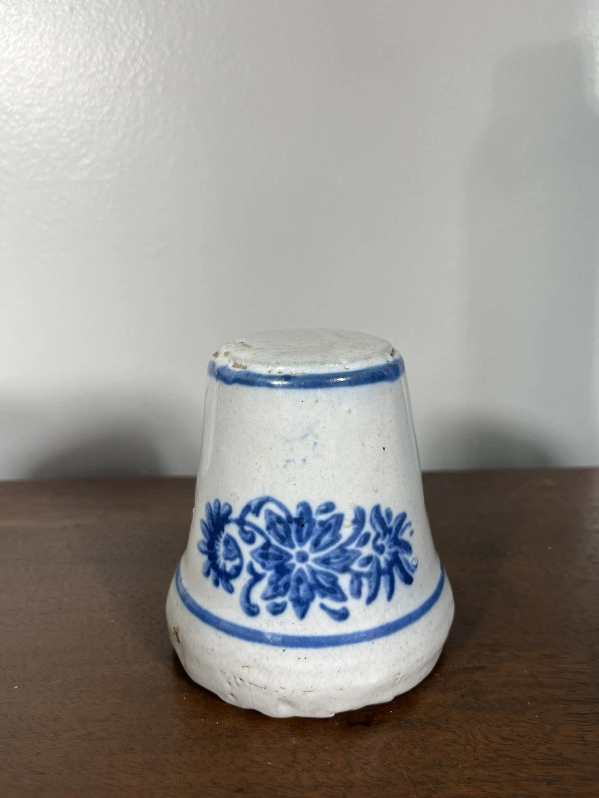 Antique Blue & White Flowers Ironstone Head Meat Tenderizer