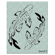 Koi Stencil Reusable Painting Template Crafts Wall Fabric Furniture 8.5x11 In