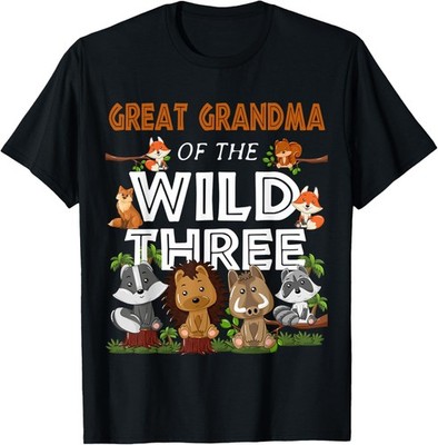 Great Grandma of the Wild Three Zoo Birthday Woodland Animal T-Shirt