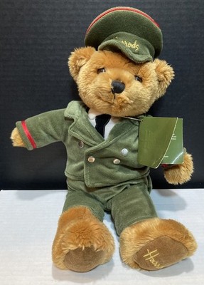 Vntg Harrods Department Store Teddy Bear Doorman Green 13  Plush Stuffed Animal