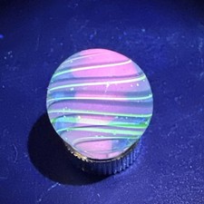 Contemporary Handmade Art Glass Marble .74" Swirl MIB With UV Pink  Green Glow 