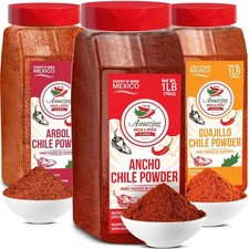 Chile Powder 48 oz Total Ancho, Guajillo, Arbol for Dried Chiles Moles, Salsas