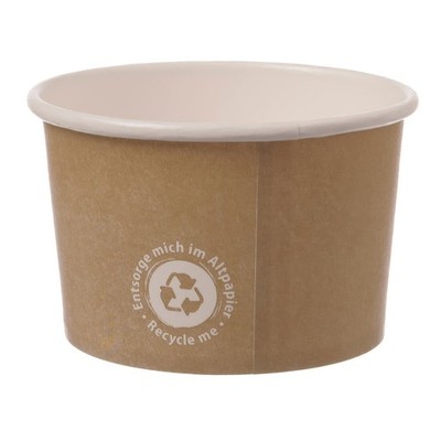 54x Eisbecher 230 ml 'Recycle Me' ohne Kunststoffbeschichtung 8 oz Ø 9,0 cm