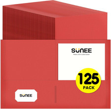 Folders with Pockets 125 Pack, Red , 2 Pocket Folders Fit Letter Size Paper, Pap