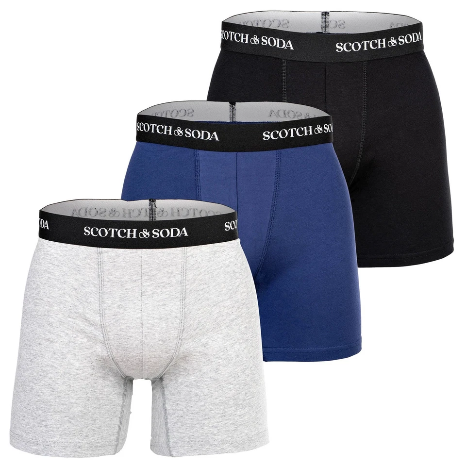 Calzoncillos boxer Scotch & Soda para hombre, paquete de 3 - algodón liso elástico Foto 4 de 4