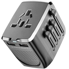 International Travel Adapter Voltage Converter USB USA UK Europe Australia 20...