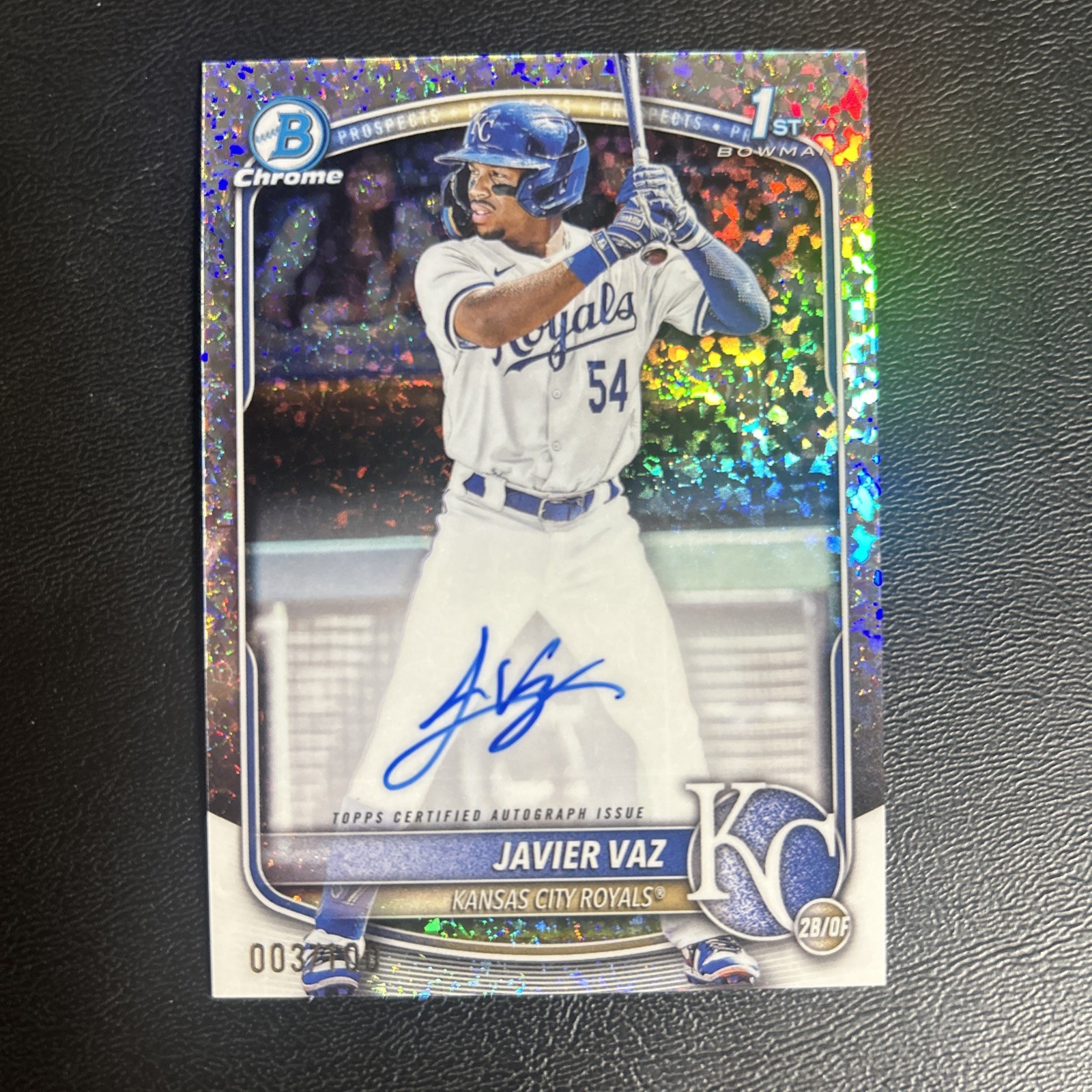 JAVIER VAZ 2025 BOWMAN CHROME 1ST MINI DIAMOND AUTO /100 KANSAS CITY ROYALS