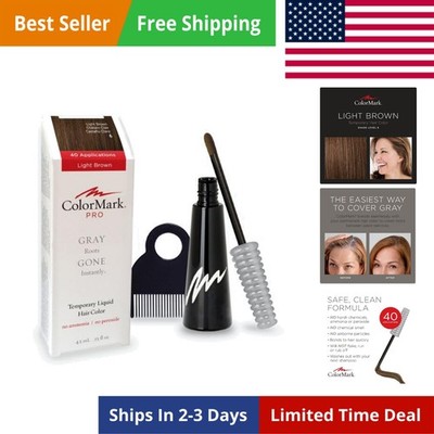 Pro Light Brown Liquid Gray Root Touch Up Wand Applicator, Real Hair Color