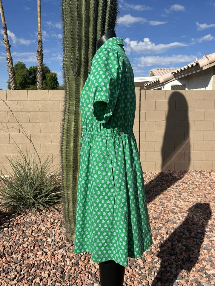 Vestido Camisa JCrew Feminino Verde Manga Curta Tamanho 14 - Imagem 3 de 4