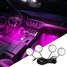 Car Interior LED Lights, 4 in 1 Car Ambient Lighting Kit, Automotive Neon Pink