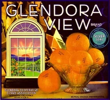 Glendora View Orange Citrus Crate Label Art Print