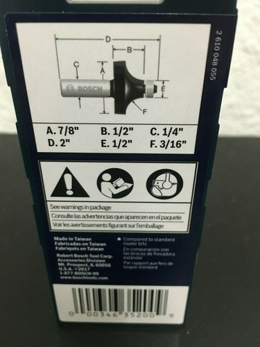 Bosch 3/16-in Carbide-Tipped Roundover Bit (85293MC) - Picture 5 of 6