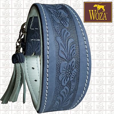 WOZA Premium Windhund Halsband Prägung Vollleder Handgenäht Soft Rindnappa EK