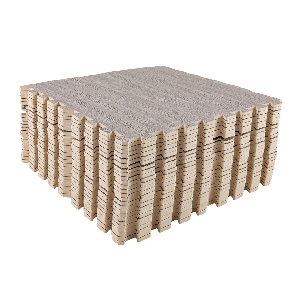 25 Pcs Grey Wood Grain Joint Foam Mat Flooring Tiles Dirt Resistant Easy Clean - Image 4 of 4