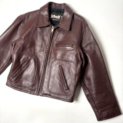 Schott 658 Leather Single Riders Jacket Bordeaux Classic