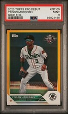 2023 Topps Pro Debut GOLD FOIL 48/50 #PD105 YEISON MORROBEL Wood Ducks PSA 9