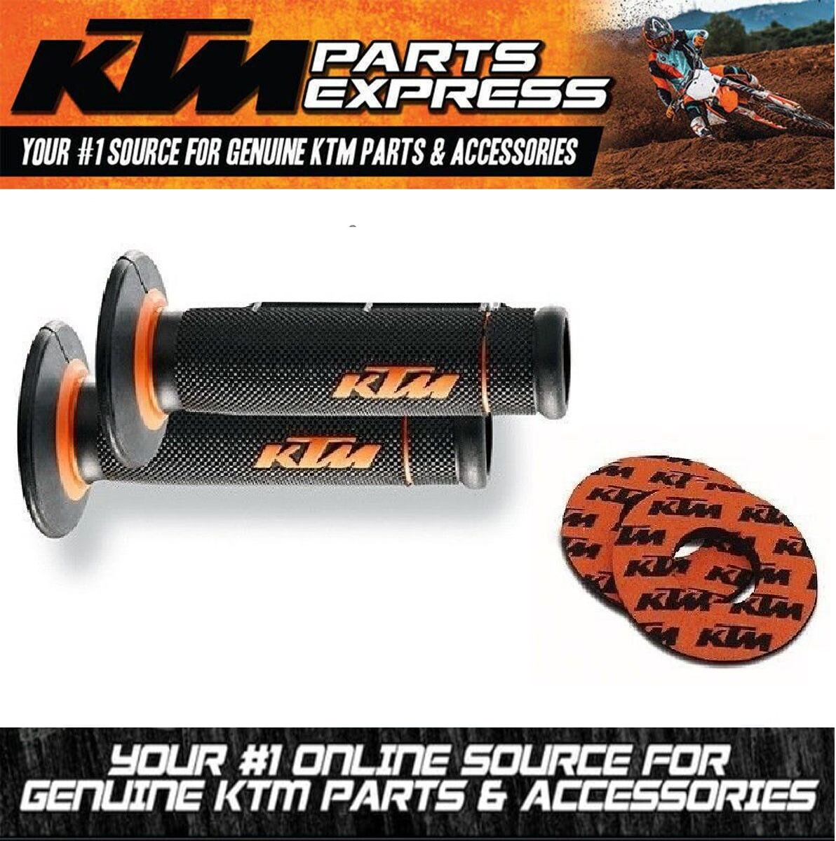 OEM KTM OPEN END DUAL COMPOUND GRIPS LOGO GRIP DONUTS KIT