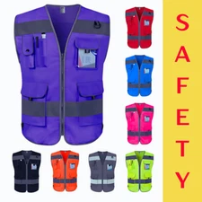 ANSI/ISEA Hi-Vis Safety Vest, 9-Pocket Reflective Work Vest for Men & Women