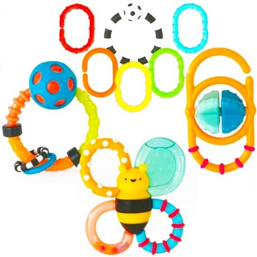 Sassy BABY'S TEETHER & RATTLE SENSORY SET 9-Pcs Age 0+ Mos ~ New in Box