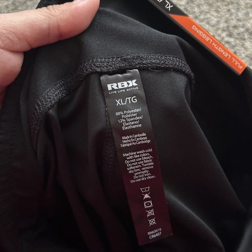 NWT RBX ACTIVE LEGGING SIZE XL BLACK (0377) - Picture 10 of 11
