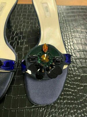 PRADA ICONIC SANDALS SANDALEN PUMPS FLATS SCHUHE SHOES MULES PANTOLETTEN 34.5