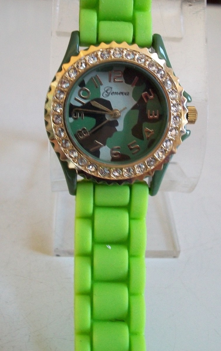 Small Dial Fashion Jelly Silicone camouflage Rhinestone  display picture 1