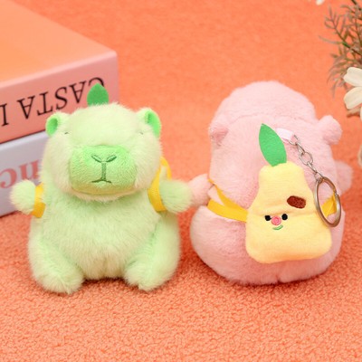 Cute Capybara With Fruit Backpack Plush Doll Keychain Stuffed Animals Keyring!~