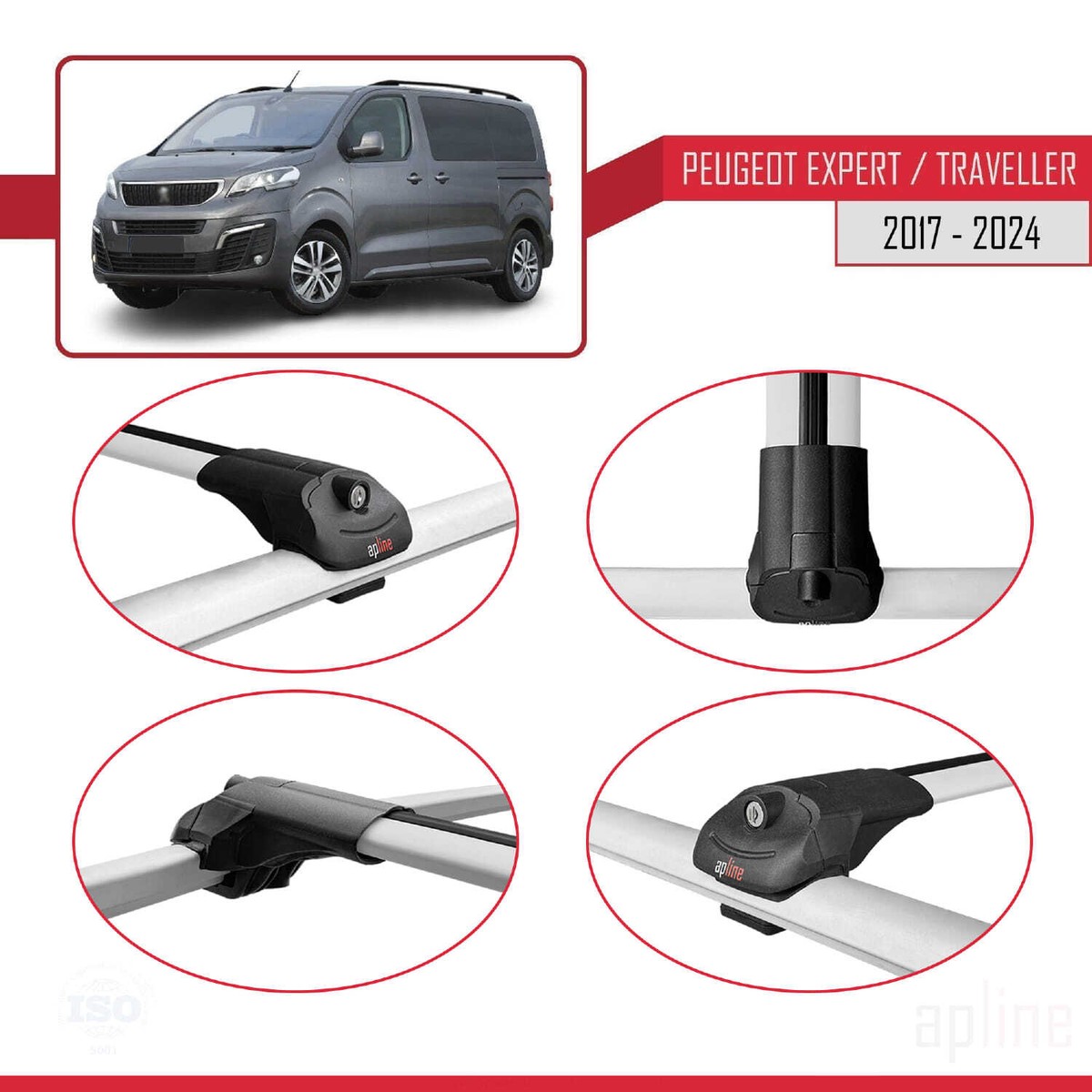 Barres De Toit Pour Nissan Note 2 (E12) 2013-2019 - Modèle ACE-4, Aluminium Gris, Charge Max 75 Kg - 13
