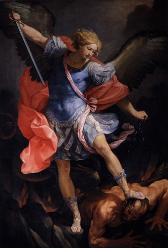 Pintura al óleo de arte de ensueño Reni-Guido-Le-Guide-El-Arcángel-Miguel-derrotando-Satanás - Imagen 1 de 1