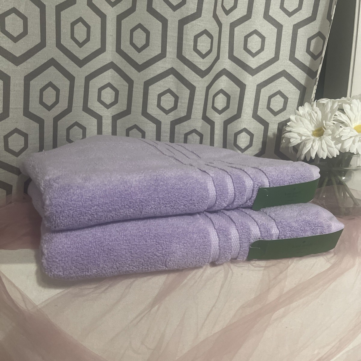 NEW KATE SPADE NEW YORK PURPLE PIECE BATH TOWEL SET