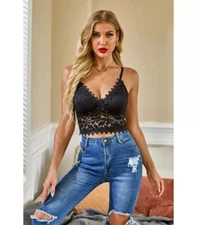 Women's Ladies Sexy Mesh Lace Bustier Crop Tops Bra Vest Bralette Camisole Tank