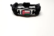 Omanis Heritage Pride Adjustable Fashion Bracelet Oman Flag Charm on Black Band