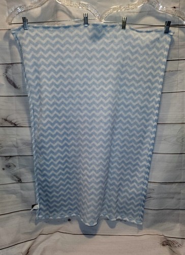 Trend Lab Baby Blanket Blue White Chevron Stripe Plush Soft - Picture 5 of 12