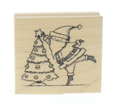 Inkadinkado Santa with Christmas Tree Wooden Rubber Stamp