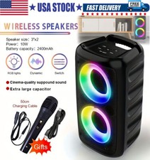 NEW Portable Bluetooth Speaker Sub woofer Heavy Bass Sound System Party with Mic