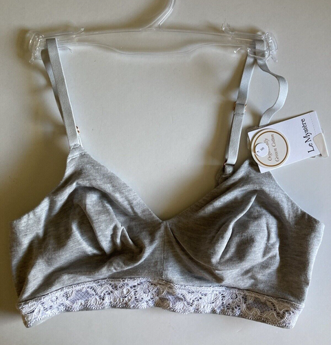 New Le Mystere Womens Bra Size Small Cotton Touch Lounge 8020 Heather Grey - 第 9/9 張圖片