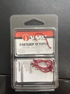 VMC Fastgrip Octopus Live Bait Vanadium Steel Hooks 7109TR Size 3/0 Qty 7 New 
